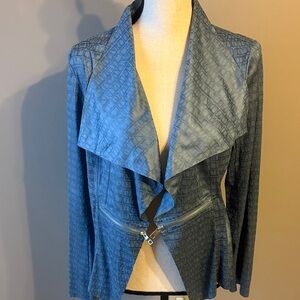 Insight New York Blue Snakeskin Draped Jacket. Size 12.